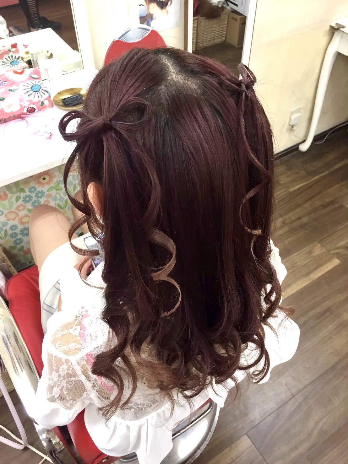 シンプルで可愛い ツインクォーターハーフひもリボン 新宿歌舞伎町の美容室 Hair Set Up S ヘアセット メイク 着付け